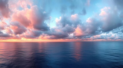 Pink And Blue Sunset Over Calm Ocean