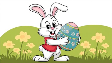 Rabbit carrying Easter egg