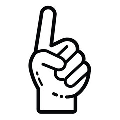 Hand Pointing Finger Outline Icon Isolated On White Background