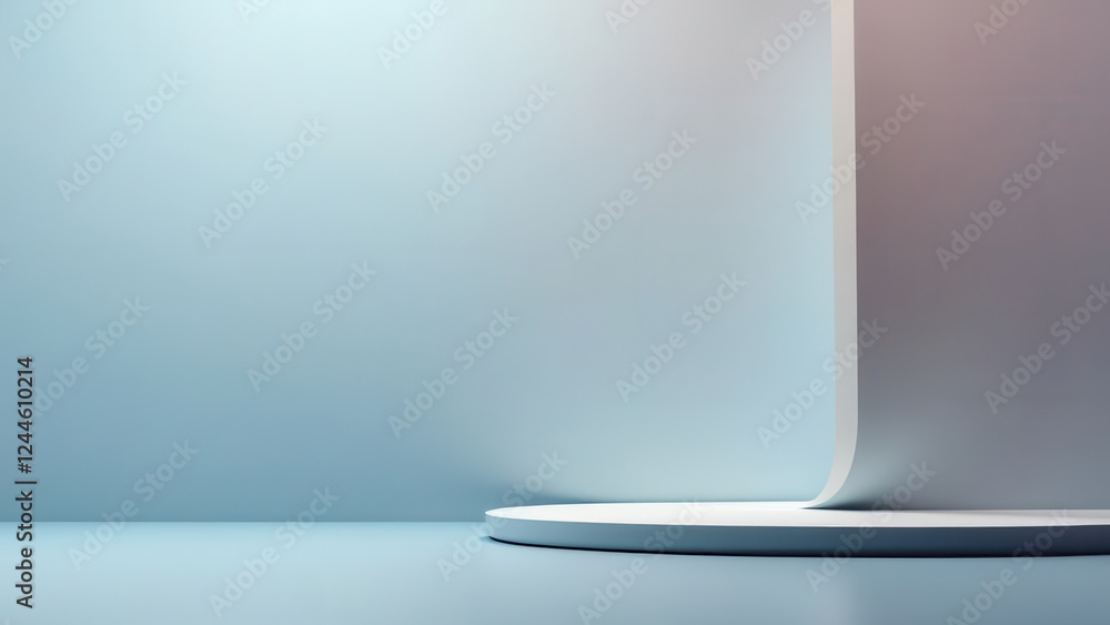 Aufkleber soft light creates a serene atmosphere in a minimalist indoor space. curved surfaces meet at a circu