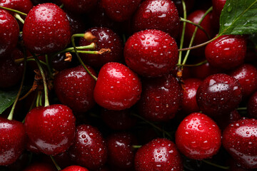 Texture of sweet cherries as background