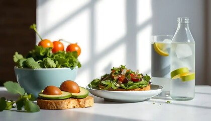 Healthy Breakfast With Avocado Toast And Salad
