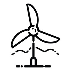 Wind Turbine Energy Outline Icon Isolated On White Background