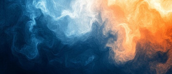 Obraz premium Abstract swirling blue and orange color blend artwork
