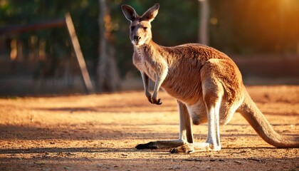 Playful Kangaroo Bounding Freely in a Lush Zoo Habitat, Captured during a Warm Afternoon, Showcasing the Wild Beauty and Grace of Australias Iconic Mammal.