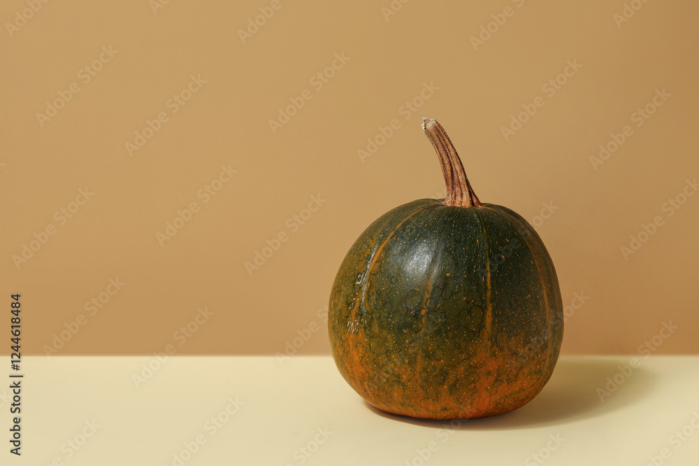 Wall mural Fresh pumpkin on colorful background