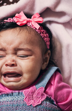 Baby: Upset Baby Crying On Blanket