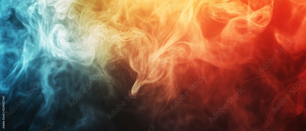 Canvas Prints Abstract swirling smoke in blue orange and red hues