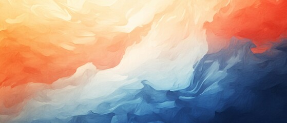 Abstract art depicting swirling orange blue hues
