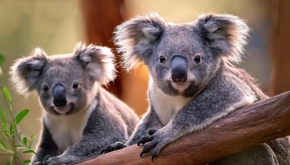 Fototapeta premium Endearing Gathering of Koalas in an Australian Eucalyptus Forest, Showcasing the Softness and Serenity of Wildlife Coexisting Peacefully within Their Natural Habitat