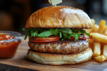 Sausage sandwich on the table