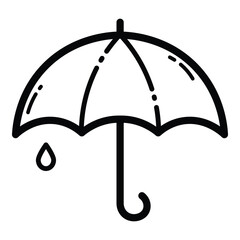 Rain Umbrella Outline Icon Isolated On White Background
