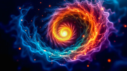 Obraz premium Vibrant Spiral Nebula, a Cosmic Abstract Design