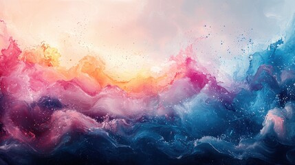 Fototapeta premium Abstract waves in vibrant colors, creating a serene and dynamic atmosphere.