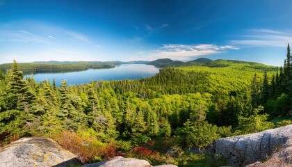Stunning Laurentides Landscape Winter Wonderland in Charlevoix Region, Quebec, Canada at Dusk Vivid SnowCovered Mountains and Serene Lake Scene.