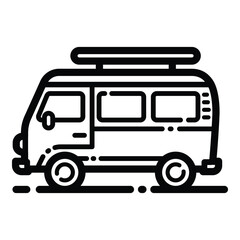Fototapeta premium Camping Van Outline Icon Isolated On White Background