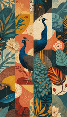 Obraz premium Peacock. Illustration painted with oil paint for printing on wall decorations and covers