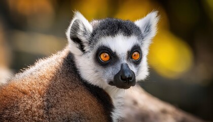 Obraz premium Enchanting Closeup of a Lemur Maki in Lush, Verdant Madagascar Rainforest, Showcasing the Endearing Primates Eyes Full of Curiosity and Playfulness