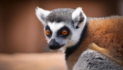 Obraz premium Vibrant Madagascar Lemur Maki Basking in the Tropical Rainforest Canopy, Showcasing a Captivating Display of Playful Interaction and Natural Grace.