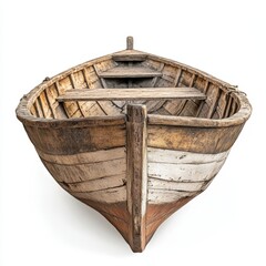 Obraz premium A small, rustic wooden boat, the wood grain visible with signs of weathering - Generative AI