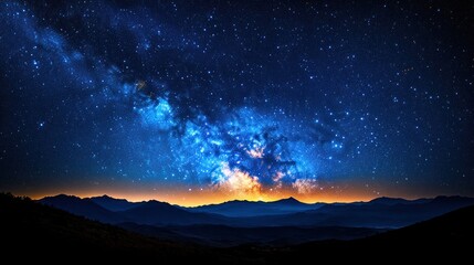 Milky Way over mountain range at sunset