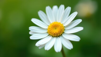 Fototapeta premium Delicate chamomile flower, white petals, yellow center , single, chamomile, wildflower