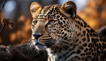 Vigilant Leopard Stalks through the African Savannah at Dusk, Majestic and Fearless, Surrounded by Golden Grasses and a Setting Sun