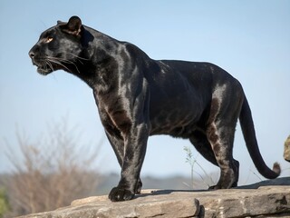 Obraz premium Majestic Black Panther on a Rock