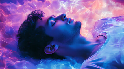 Vivid astral projection art with blue and purple theme. Astral Projection Themes. Illustration