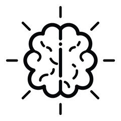 Creative Brain Concept Outline Icon Isolated On White Background