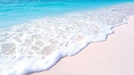 Turquoise waves gently lapping on white sand beach