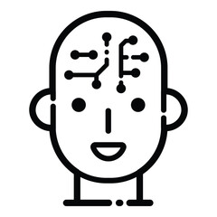 Human Head Face Map Outline Icon Isolated On White Background