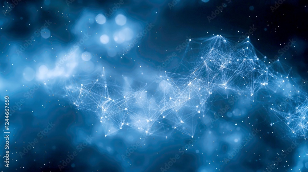 Poster abstract network connections: digital space, cosmos, and cyber universe. futuristic technology and d