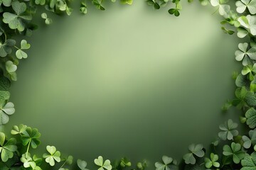 Green Clover Leaves Frame Natural Background