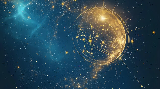 Celestial harmony. space themed backdrop featuring zodiac constellations. Astral Projection Themes. Illustration