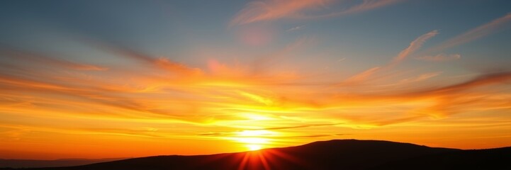 Sunset landscape with vibrant colors representing tranquility against a serene sky