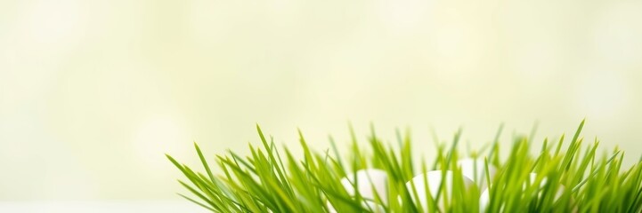 Fototapeta premium Fresh green grass with a serene mood representing nature against a soft blurred background