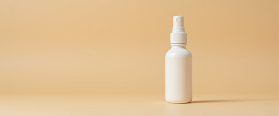 Pollen allergy relief spray on a smooth beige background conveying a sense of calm and cleanliness