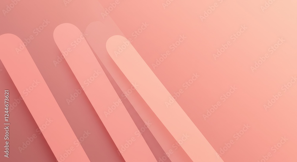 Poster abstract peach background with minimalist overlapping geometric shapes