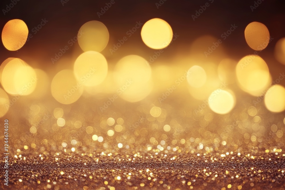 Poster golden bokeh lights with soft abstract background