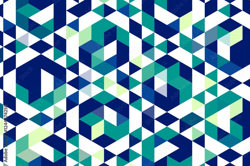 Aufkleber geometric blue and green triangular pixel pattern with modern digital design. abstract background co