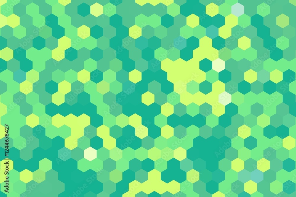 Aufkleber bright lime green hexagonal pixel art pattern with a crisp geometric design. abstract background con