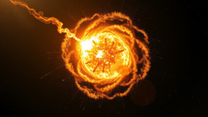 Fiery Explosion in the Cosmos background