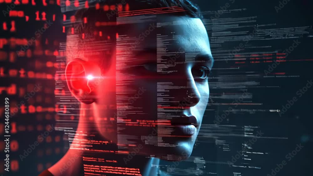 Poster digital transformation through futuristic technology and data visualization