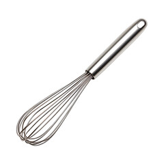 Sleek Stainless Steel Whisk with Wire Handle Isolated on Transparent Background