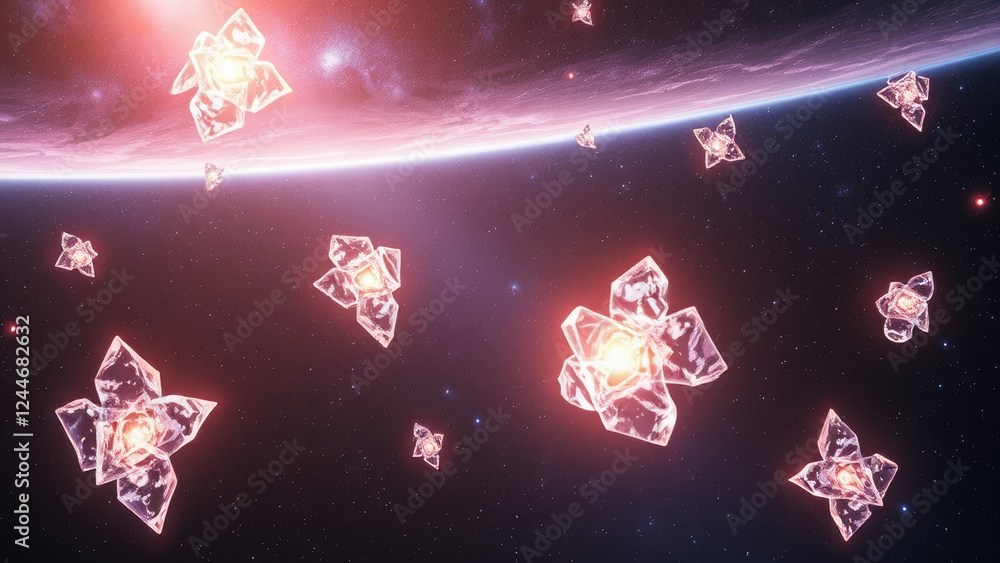 Canvas Prints celestial crystals in deep space background