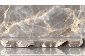 Gray and Brown Marble Platform with Gold Veins