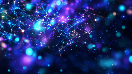 Obraz premium Futuristic Digital Cyberspace Environment with Glowing Particles