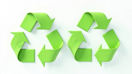 Obraz premium Two dynamic green ribbons twist together to form a universal recycling symbol, symbolizing the importance of recycling and environmental conservation in modern society.