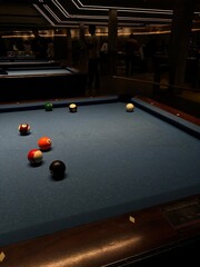 billiard table with balls